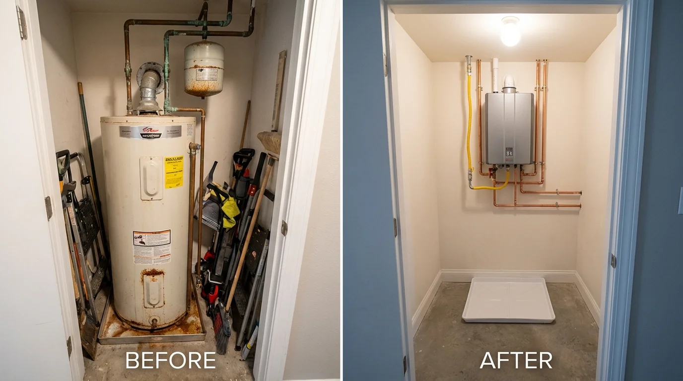 Tank water heater versus wall-mounted tankless unit comparison for Homerville, GA homeowners