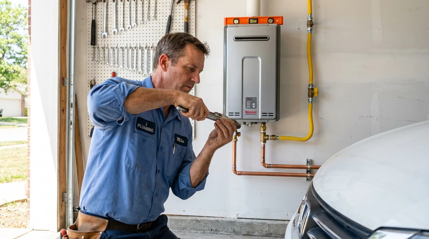 Tankless water heater installation by a Johns Plumbing LLC plumber in Homerville